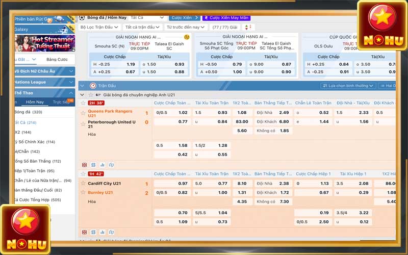 Cá cược thể thao - Đa dạng kèo cá độ thể thao quốc tế 4 Tỷ lệ cá cược, kèo nhà cái bóng đá Nohu90 hôm nay